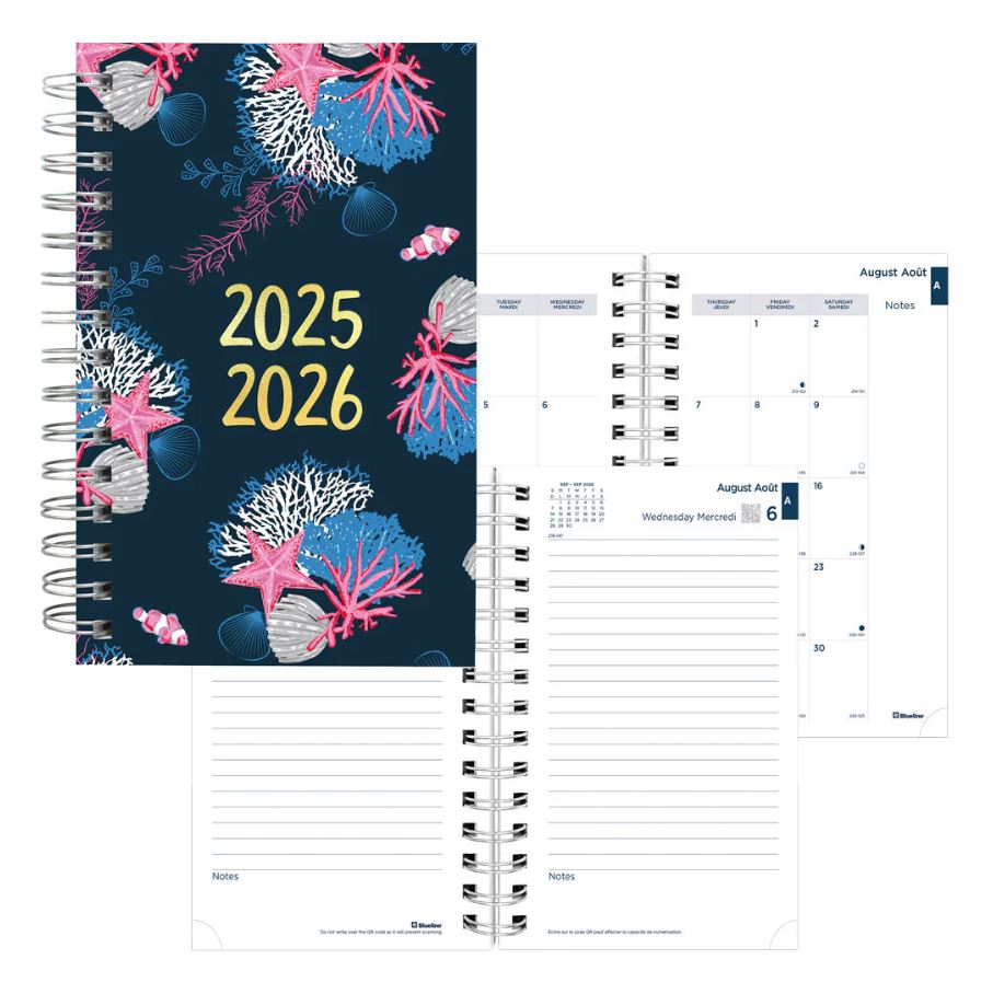 Agenda académique quotidien 8 po x 5 po Blueline étoiles de mer