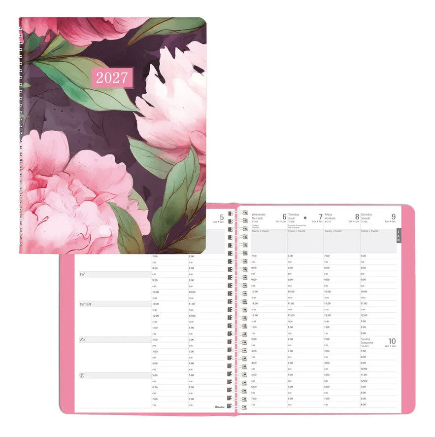 Agenda hebdomadaire 8,5 po x 6,75 po Blueline Ruban rose