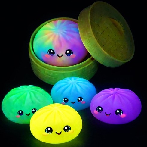 Squishy Dumpling jouet mystère à presser 4 po brillant dans le noir