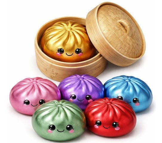 Squishy Dumpling jouet mystère à presser 4 po couleur métallique
