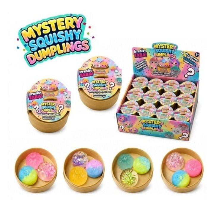Squishy Dumpling mini jouet mystère sensoriel anti-stress à presser en gel collant (paquet de 3)