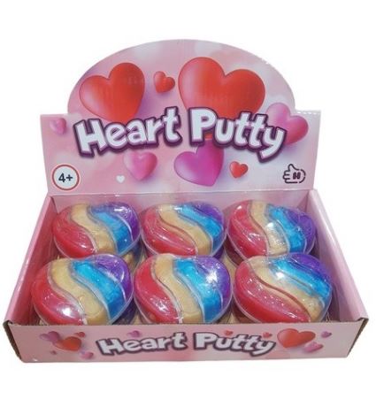 Pâte putty 4 couleurs dans pot en coeur