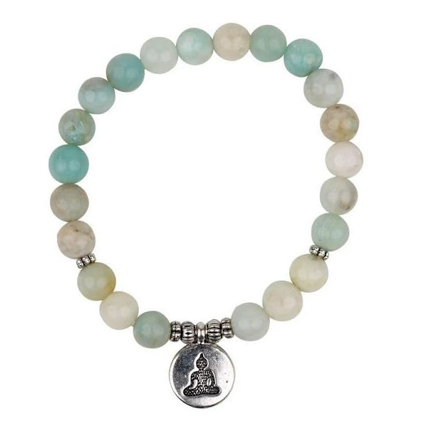 Bracelet en pierres d'amazonite breloque yoga