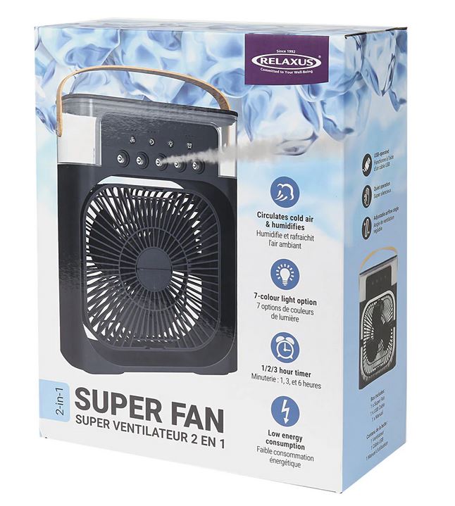Ventilateur 2 en 1 pour humidifier et rafraîchir l'air ambiant