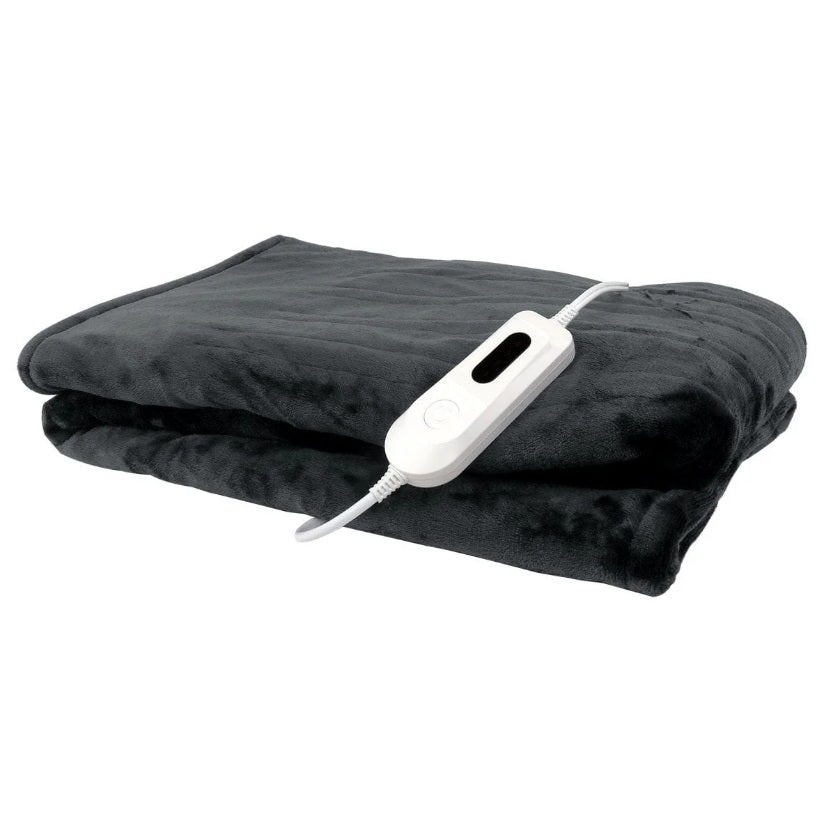 Jeté chauffante 50 po x 60 po en sherpa noir