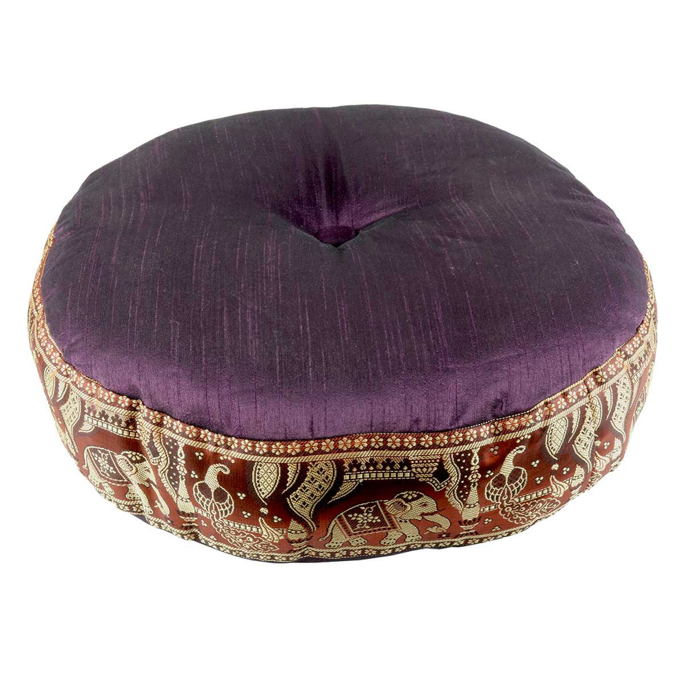 Coussin de méditation rond 40 cm éléphant rouge et violet