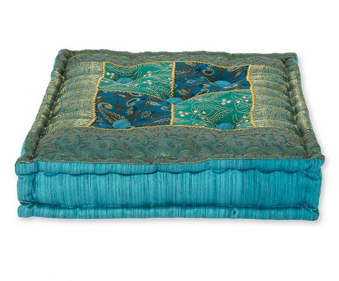 Coussin de méditation carré 40 cm x 40 cm Rishikesh vert