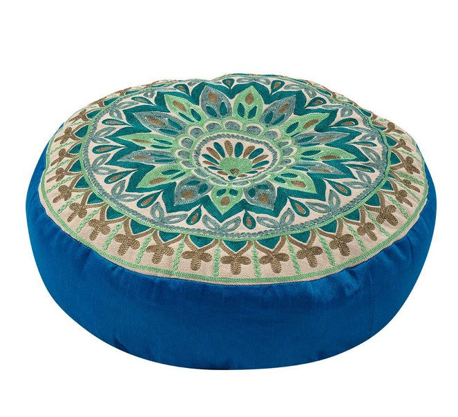 Coussin de méditation rond 40 cm Mandala bleu