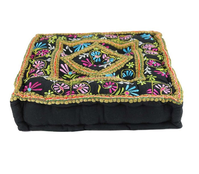 Coussin de méditation carré 40 cm x 40 cm Masala noir