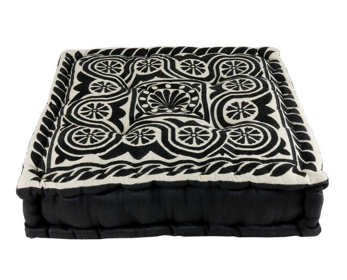 Coussin de méditation carré 40 cm x 40 cm Mysuru noir