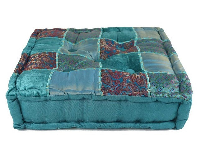 Coussin de méditation carré 40 cm x 40 cm Taj bleu