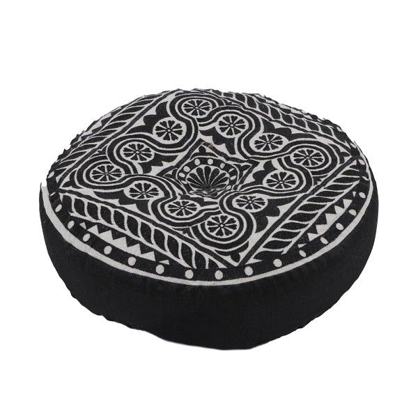 Coussin de méditation rond 40 cm Bangalore noir et beige