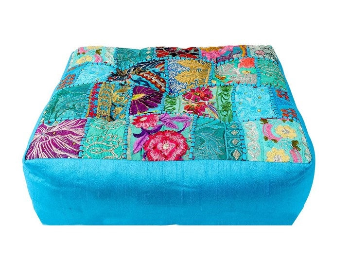 Coussin de méditation carré 40 cm x 40 cm Cherrapunji turquoise