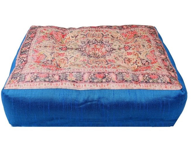 Coussin de méditation carré 40 cm x 40 cm Chennai rouge et bleu