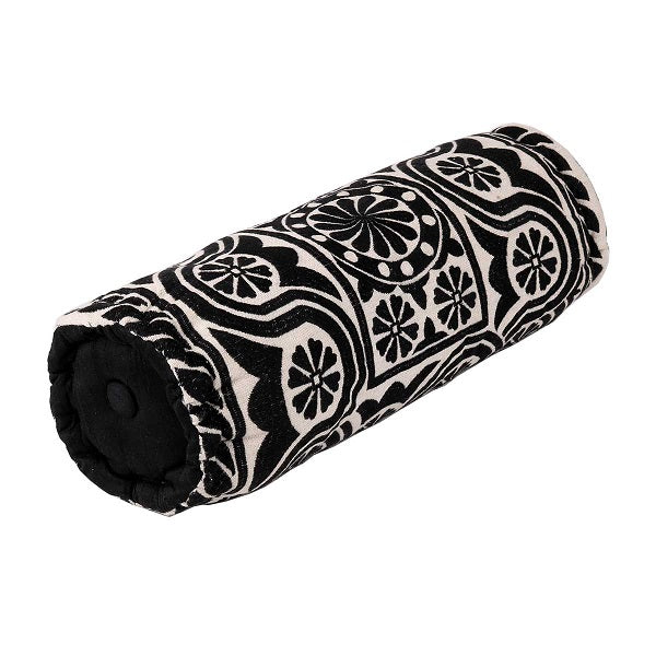 Coussin de méditation cylindrique 40 cm Bhopal noir et beige