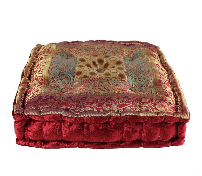 Coussin de méditation carré 40 cm x 40 cm Shiraz rouge