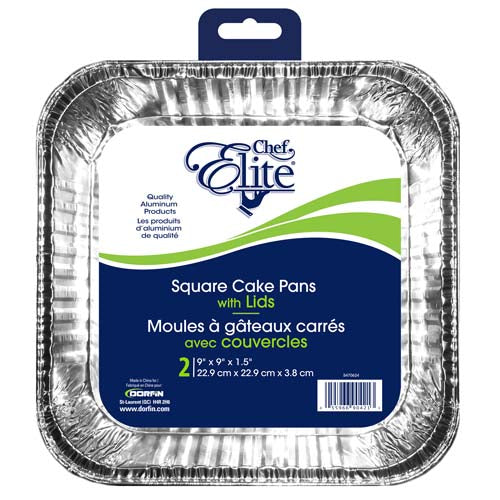 Moule à gâteau carré en aluminium 9 po x 9 po x 1,5 po (paquet de 2)