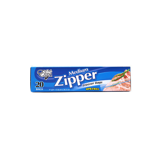 Sac à congélation refermable moyen 7 po x 8 po Chef Elite (paquet de 20)