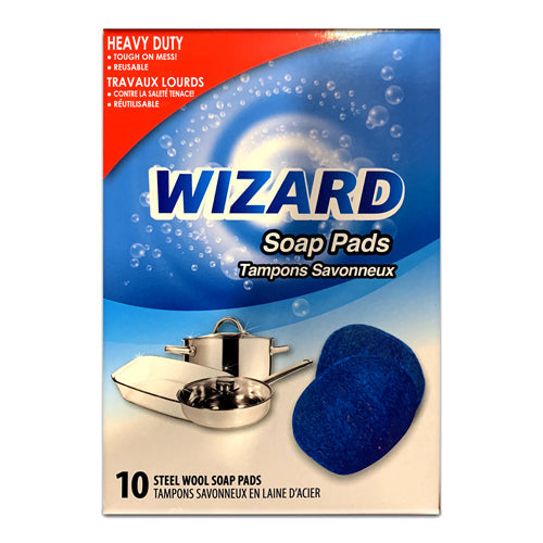 Tampon savonneux en laine d'acier Wizard (paquet de 10)