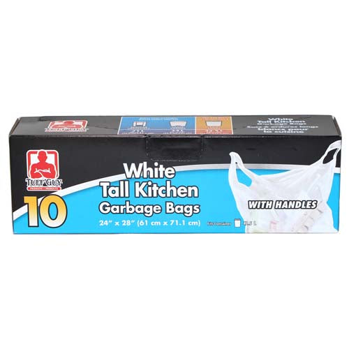 Sac à ordures avec poignée 24 po x 28 po Tuffguy blanc (paquet de 10)
