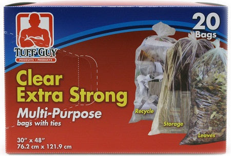 Sac à feuilles 30 po x 48 po Tuffguy transparent (paquet de 20)