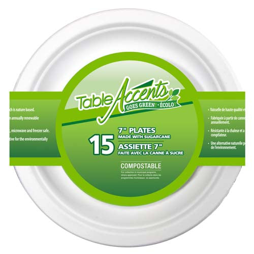 Assiette biodégradable 7 po Table Accents (paquet de 15)