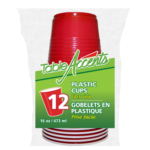 Verre en plastique jetable 16 oz rouge Table Accents (paquet de 12)