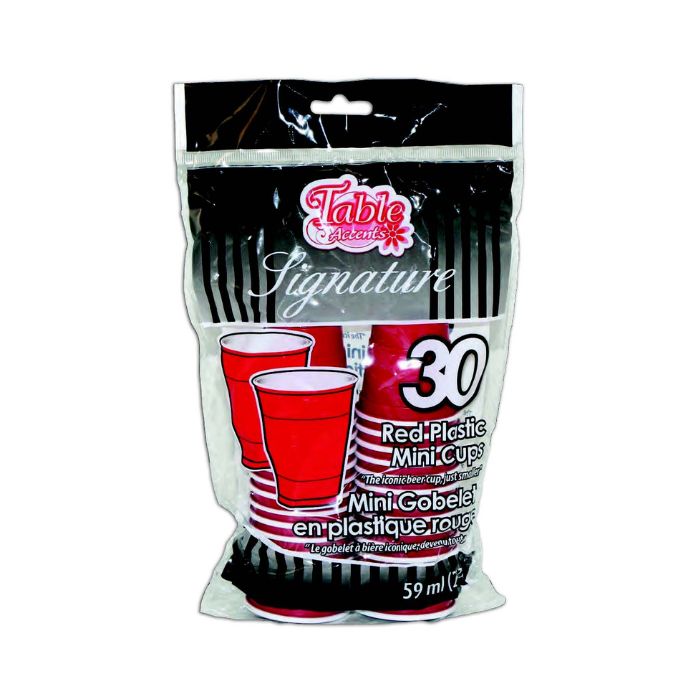 Mini-gobelet en plastique rouge 59 ml (paquet de 30)
