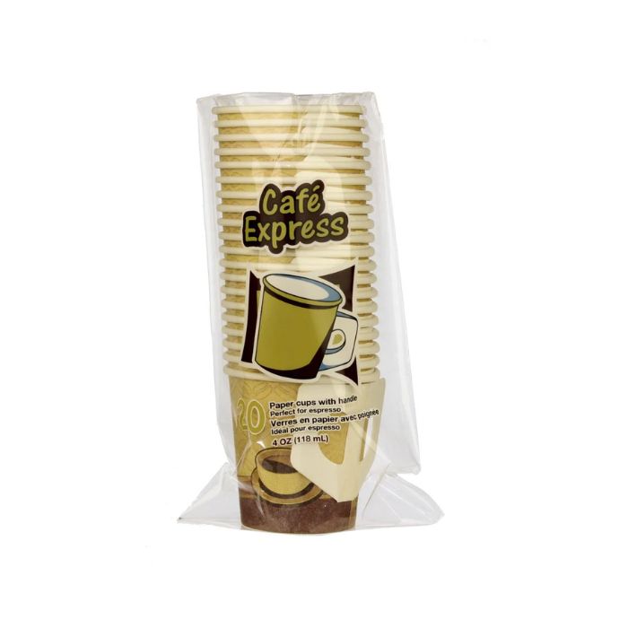 Verre à expresso 118 ml en carton avec poignée Café Express (paquet de 20)