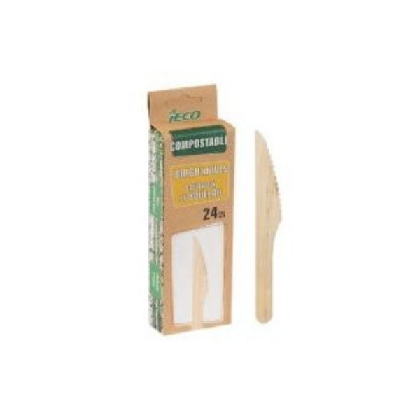 Couteau en bois compostable iEco (boîte de 24)