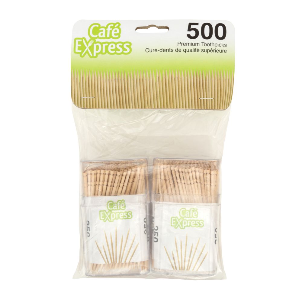 Cure-dents en bois rond de qualité supérieure (paquet de 500)