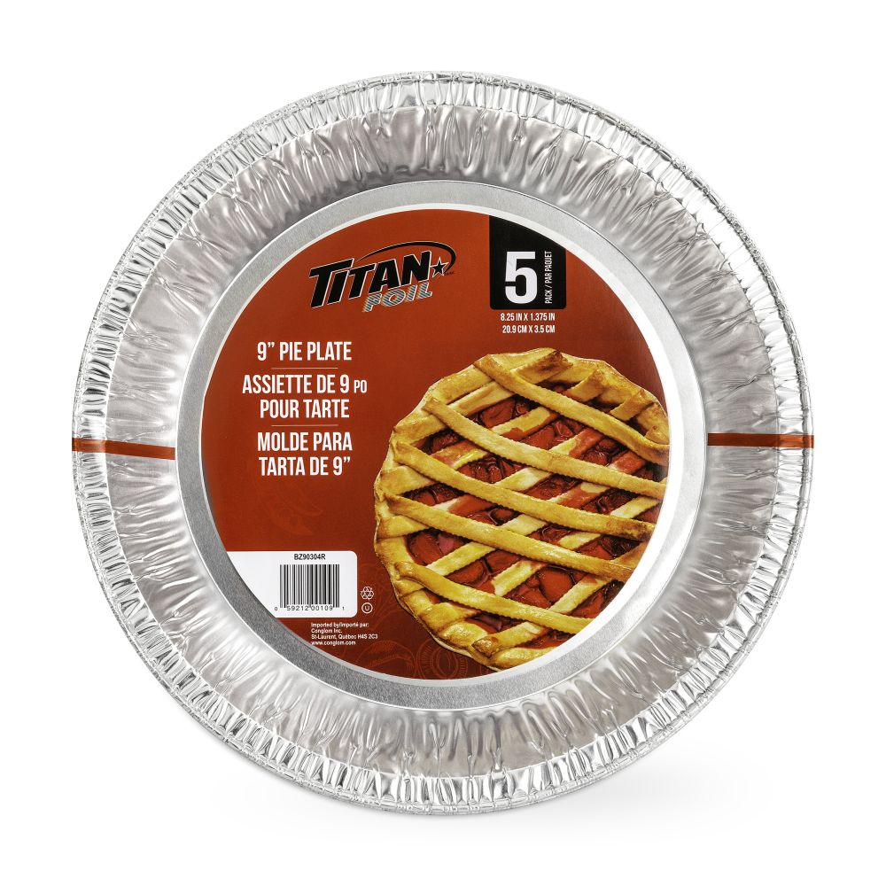 Assiette à tarte 8,25 po x 1,37 po en aluminium (paquet de 5)