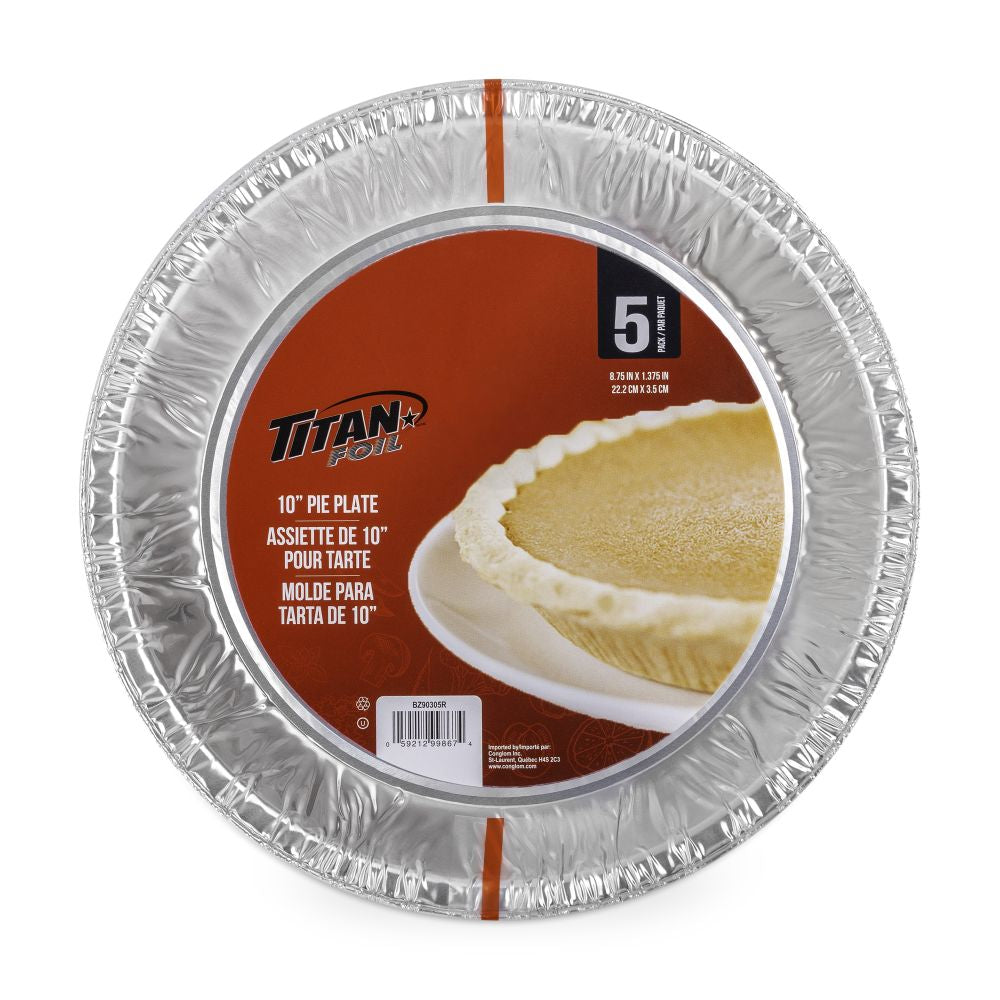 Assiette à tarte 8,75 po x 1,37 po en aluminium (paquet de 5)