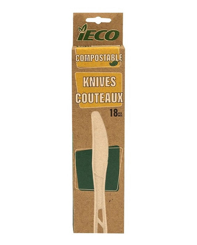 Couteau en bagasse compostable iEco (paquet de 18) – Lecompte maison et ...