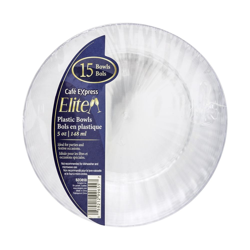 Bol rond 148 ml en plastique clair Café Express (paquet de 15)