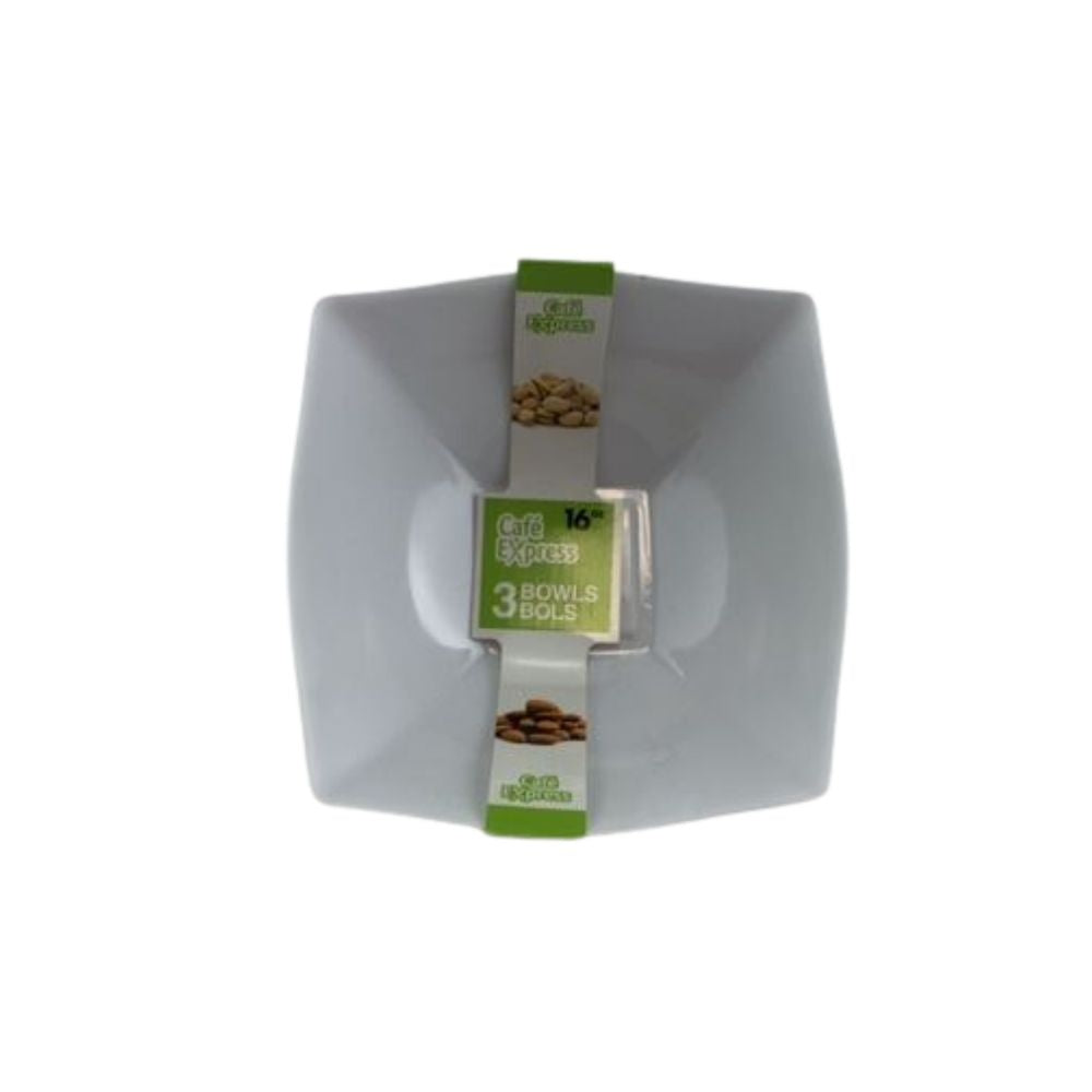 Bol carré 16 oz en plastique Café Express (paquet de 3)