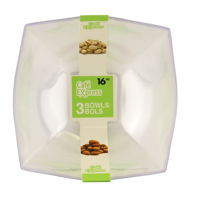 Bol carré 16 oz en plastique Café Express (paquet de 3)
