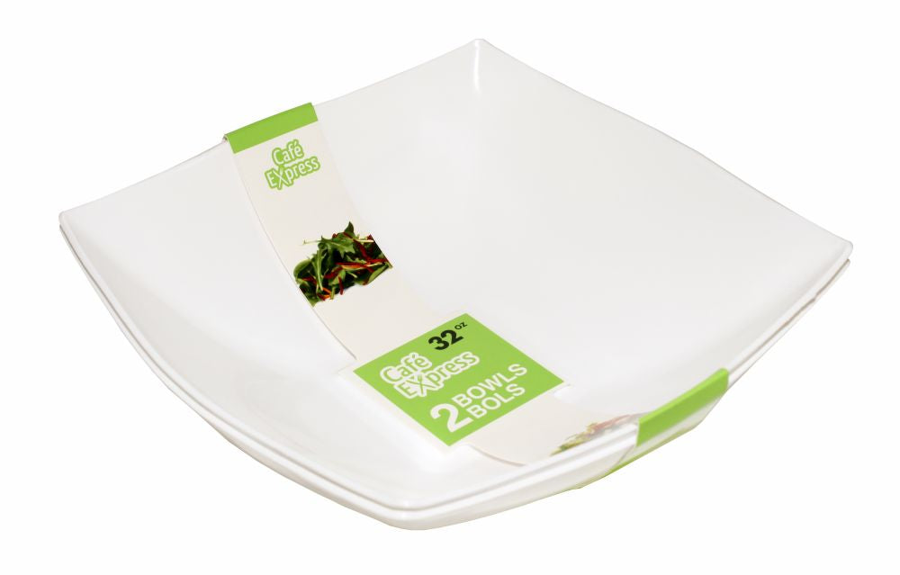 Bol carré 32 oz en plastique Café Express (paquet de 2)