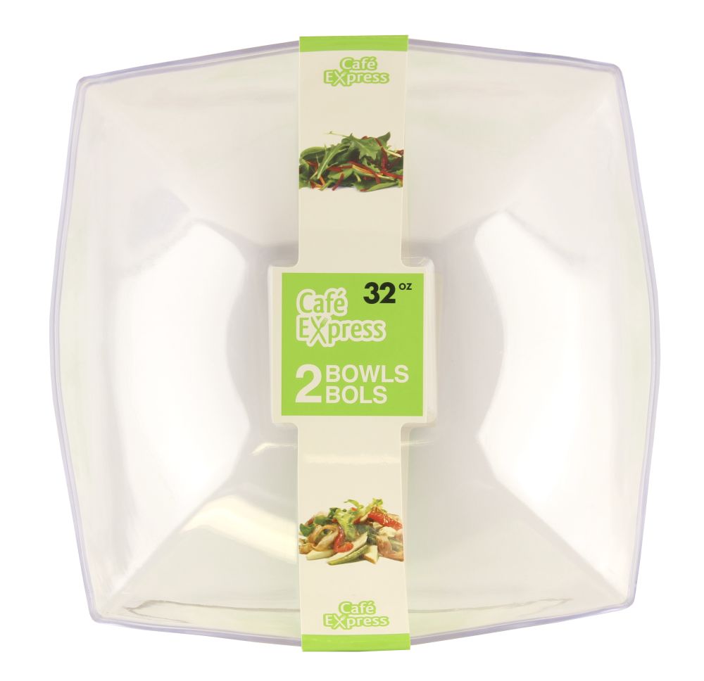 Bol carré 32 oz en plastique Café Express (paquet de 2)