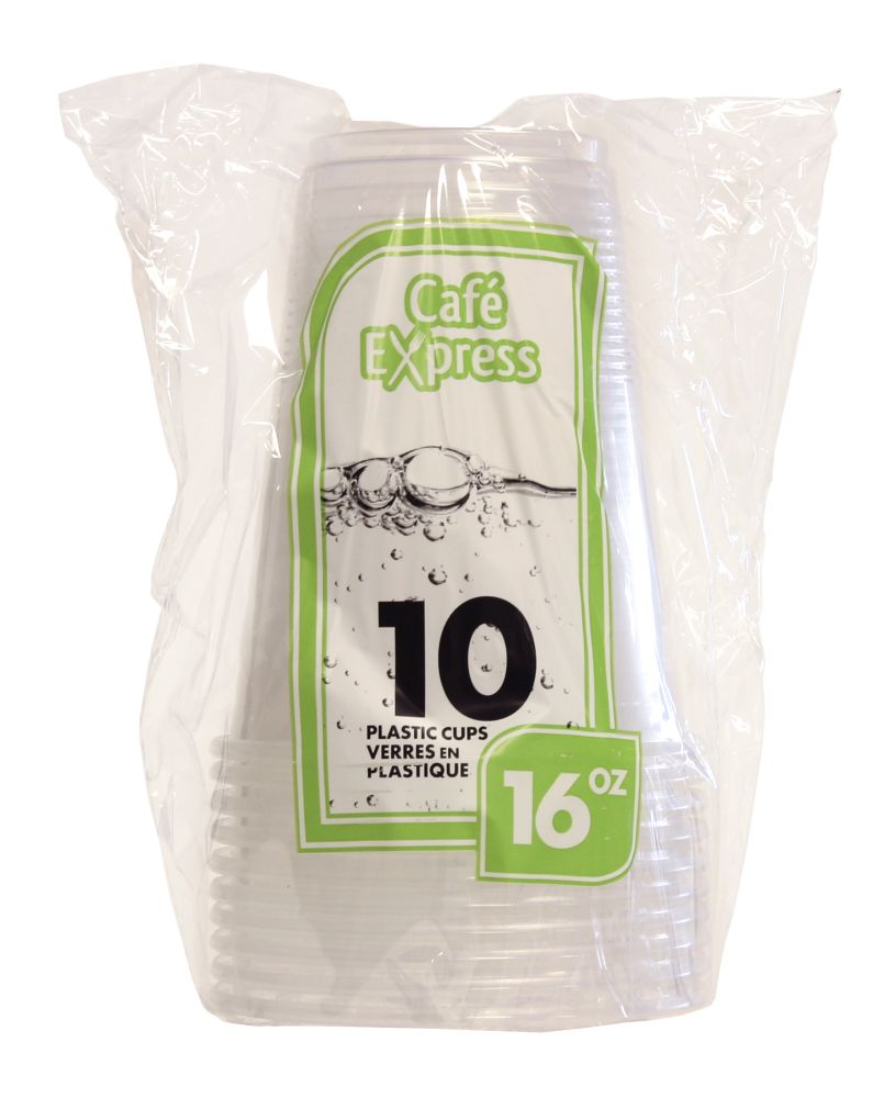 Verre en plastique jetable 16 oz (paquet de 10)