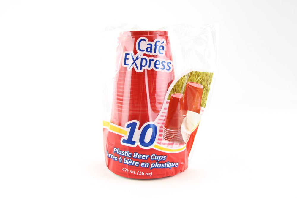 Verre à bière 16 oz en plastique rouge (paquet de 10)