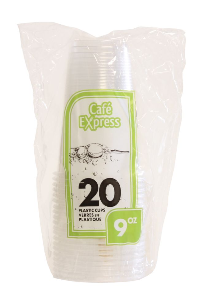 Verre en plastique jetable 9 oz (paquet de 20)
