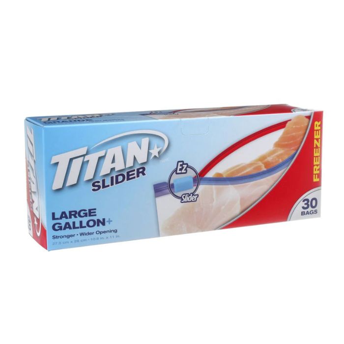 Sac à congélation refermable grand 10,8 po x 11 po Titan (paquet de 30)