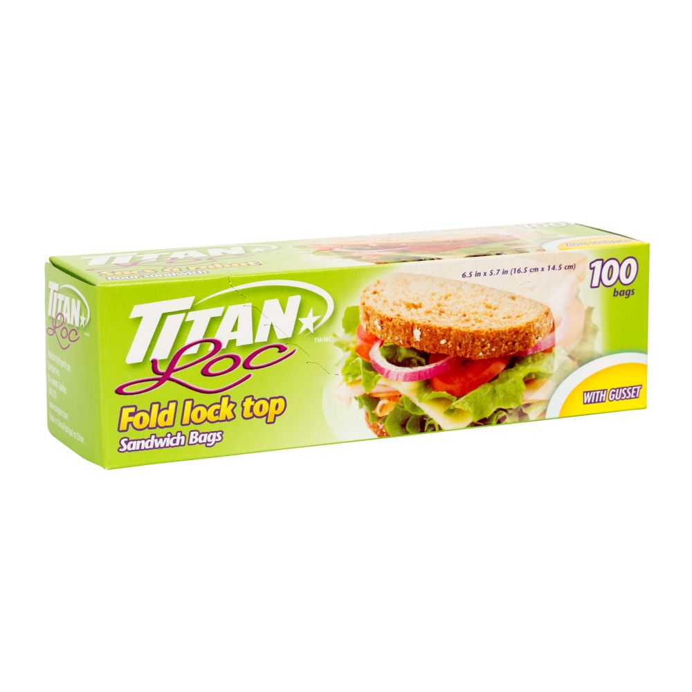 Sac à sandwich à rabat 6,5 po x 5,7 po Titan (paquet de 100)