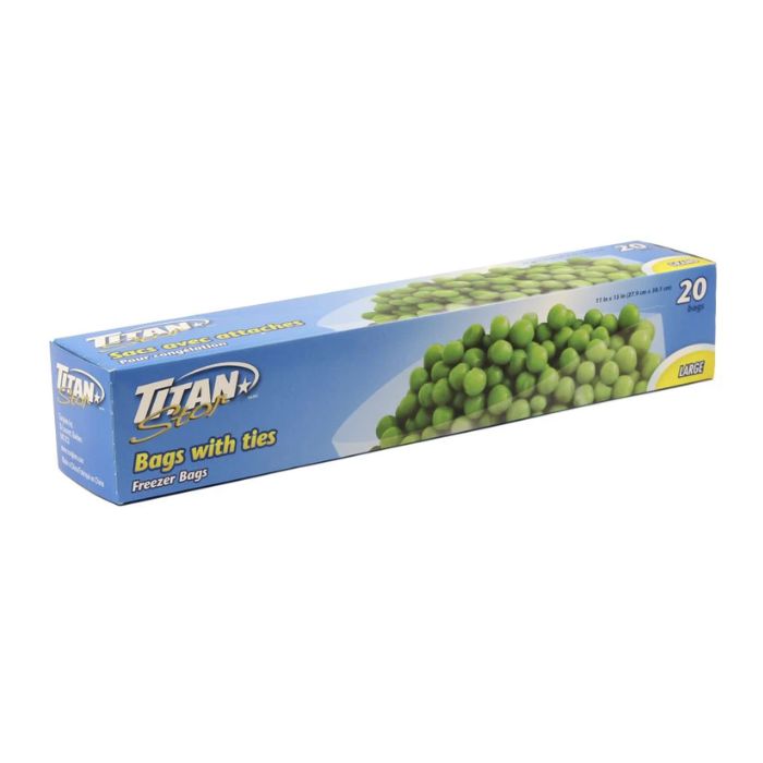 Sac à congélation avec attache grand 11 po x 15 po Titan Seal (paquet de 20)