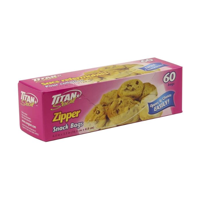 Sac à collation refermable 6,5 po x 3,5 po Titan (paquet de 60)