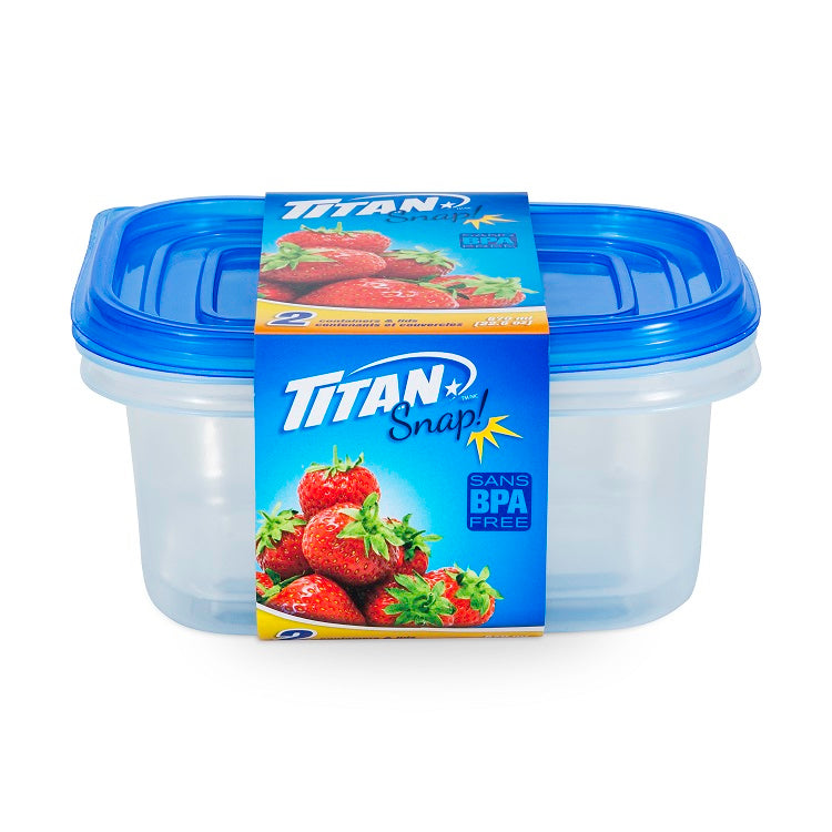 Plat en plastique rectangle 670 ml Titan bleu (paquet de 2)
