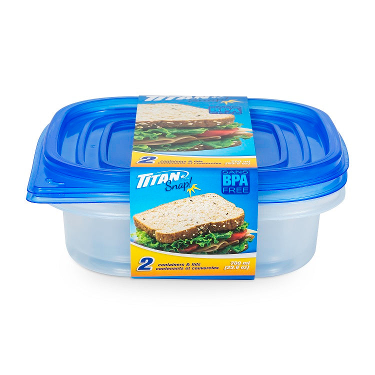 Plat en plastique carré 700 ml Titan bleu (paquet de 2)