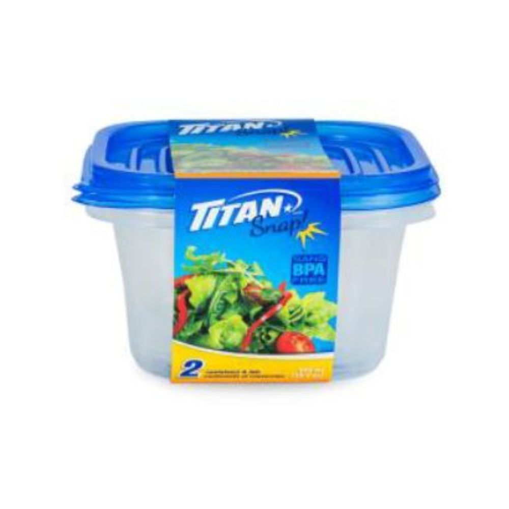Plat en plastique carré 900 ml Titan bleu (paquet de 2)