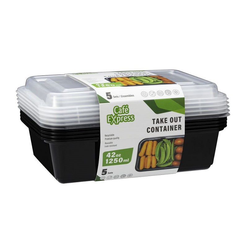 Plat en plastique rectangle 1250 ml Titan noir ou blanc (paquet de 5)